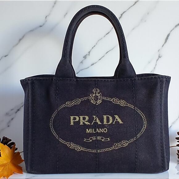 Prada Navy Blue Canapa Tote Bag - Authentic with COA - Picture 1 of 16